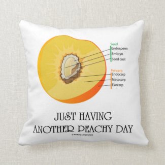 Just Having Another Peachy Day (Peach Anatomy) Throw Pillows