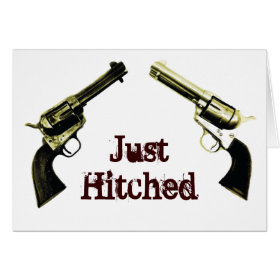 Just Hitched Two Pistols Wedding Thank You Cards