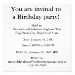 Just Keep Coding (Bug Droid Grey Bckgrnd Birthday) Invite