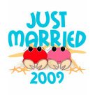 ladies_fitted_babydoll - Just Married 2009  Whimsical Red and Pink Newlywed Crabs