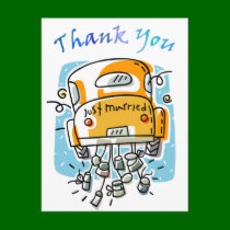 Just Married (2C) Thank You Card postcards by bridalbydesign Just Married (2C) Thank You Card postcards