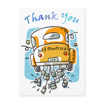 Just Married (2C) Thank You Card postcards by bridalbydesign Just Married (2C) Thank You Card postcards