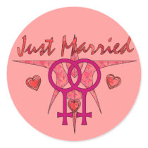 Just Married Abstract Venus Round Stickers