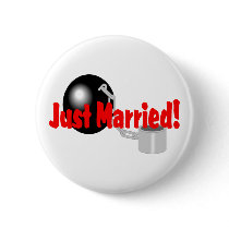 Just Married (Ball and Chain) buttons by BacheloretteGirl Just Married (Ball and Chain) buttons