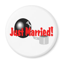 Just Married (Ball and Chain) magnets by BacheloretteGirl Just Married (Ball and Chain) magnets