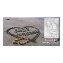 Just Married Beach Custom Photo Card