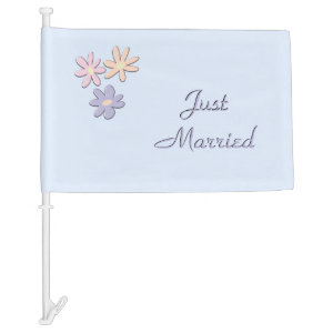 Just Married Blue Car Flag