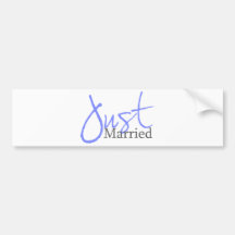 Just Married (Blue Script) Bumper Sticker