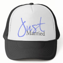 Just Married (Blue Script) Trucker Hat