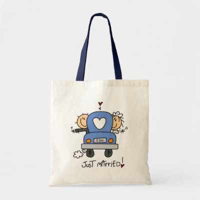 Just Married Bride and Groom T-shirts and Gifts Tote Bags