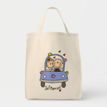 Just Married Bride and Groom T-shirts and Gifts Tote Bags