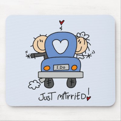 Just Married Bride and Groom T-shirts and Gifts mousepads