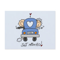 Just Married Bride and Groom T-shirts and Gifts postcards