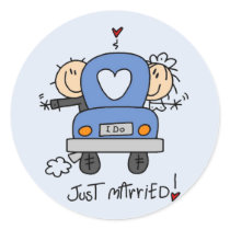 Just Married Bride and Groom T-shirts and Gifts stickers by stick_figures Just Married Bride and Groom T-shirts and Gifts stickers
