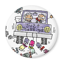 Just Married Bride And Groom Wedding Celebration magnets