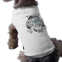 Just married car dragging cans doggie tshirt