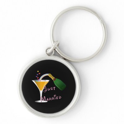 Just Married Champagne Wedding Toast Key Chain