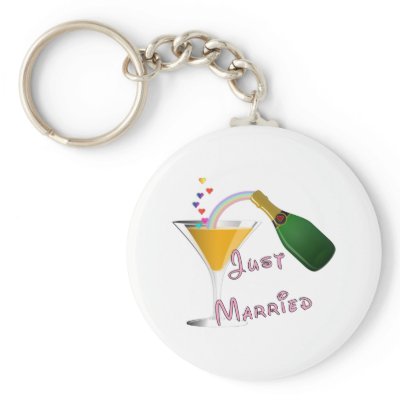Just Married Champagne Wedding Toast Key Chain