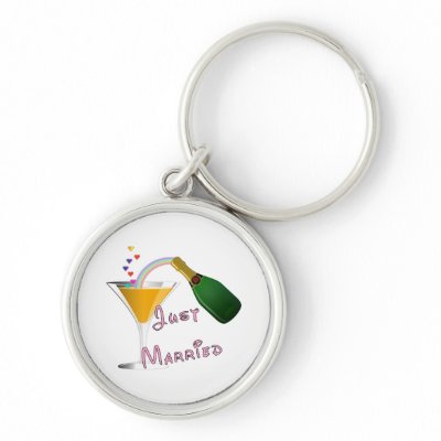 Just Married Champagne Wedding Toast Key Chains