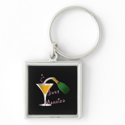 Just Married Champagne Wedding Toast Key Chain