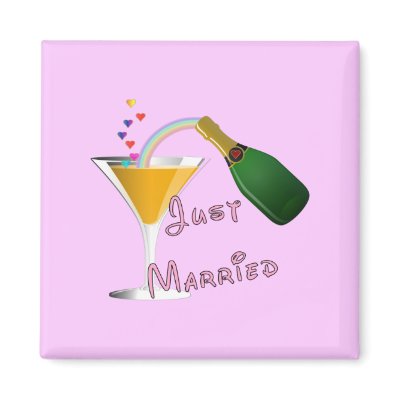 Just Married Champagne Wedding Toast Fridge Magnets