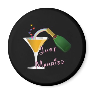 Just Married Champagne Wedding Toast Magnets