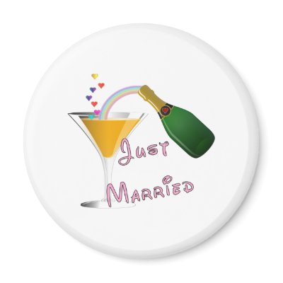 Just Married Champagne Wedding Toast Refrigerator Magnets
