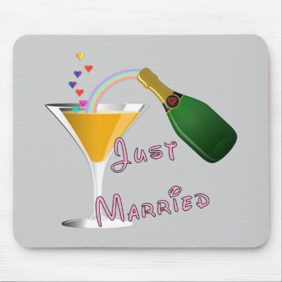 Just Married Champagne Wedding Toast Mousepad
