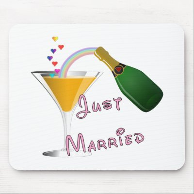 Just Married Champagne Wedding Toast Mousepad