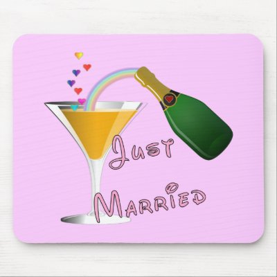 Just Married Champagne Wedding Toast Mouse Pads