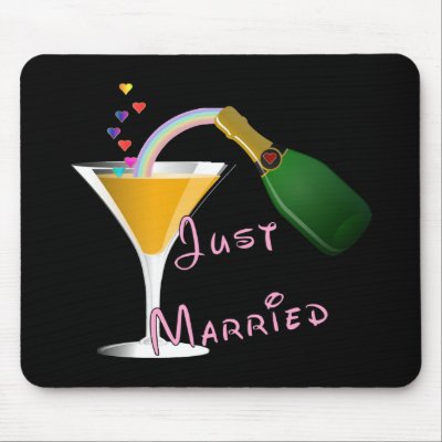 Just Married Champagne Wedding Toast Mousepad
