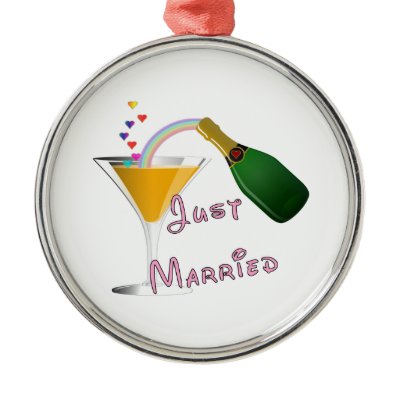 Just Married Champagne Wedding Toast Ornament