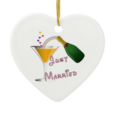 Just Married Champagne Wedding Toast Ornaments