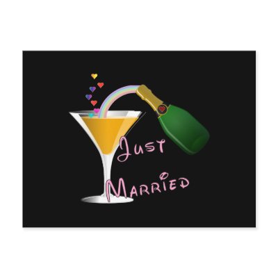 Just Married Champagne Wedding Toast Post Card