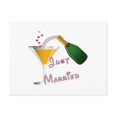 Just Married Champagne Wedding Toast Post Card