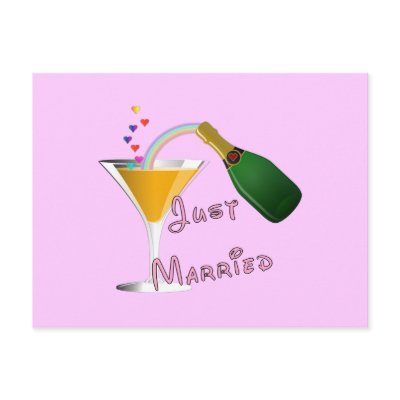 Just Married Champagne Wedding Toast Postcard
