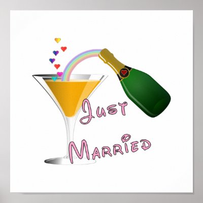 Just Married Champagne Wedding Toast Poster