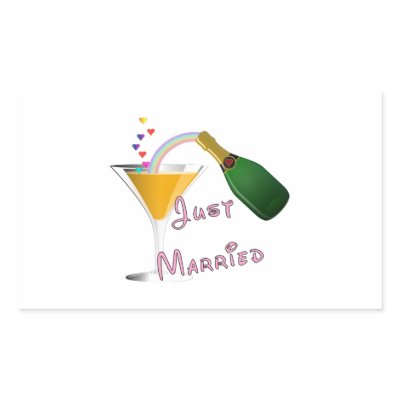 Just Married Champagne Wedding Toast Stickers