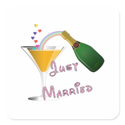 Just Married Champagne Wedding Toast Sticker
