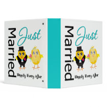 Just Married Chick Couple Wedding Photo Album v1 binders by chicktshirts Just Married Chick Couple Wedding Photo Album v1 binders