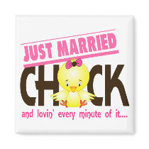 Just Married Chick magnets