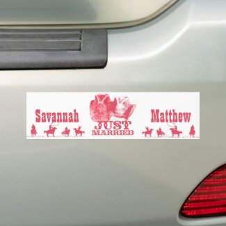 Just Married Cowboy & CowGirl Hats BumperSticker bumpersticker