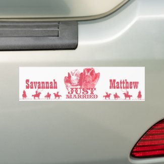 Just Married Cowboy & CowGirl Hats BumperSticker bumpersticker