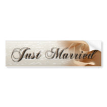 Just Married Cream Rose Bumper Sticker bumper stickers by TDSwhite Just Married Cream Rose Bumper Sticker bumper stickers