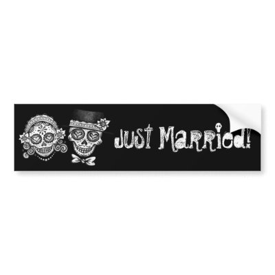 Just Married! Dia de los Muertos Bumper Sticker