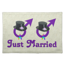 Just Married Formal Gay Male Place Mats