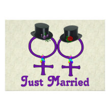 Just Married Formal Lesbian Custom Announcement
