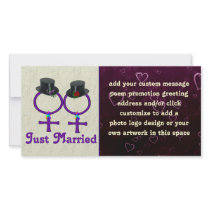 Just Married Formal Lesbian Custom Photo Card
