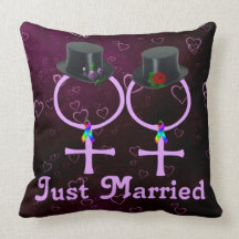 Just Married Formal Lesbian Pillow