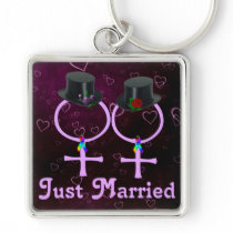 Just Married Formal Lesbians Key Chain